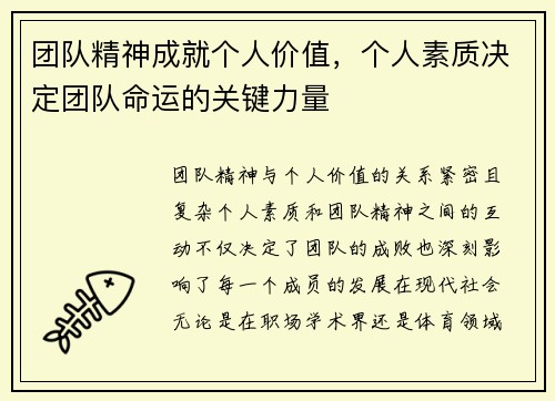团队精神成就个人价值，个人素质决定团队命运的关键力量